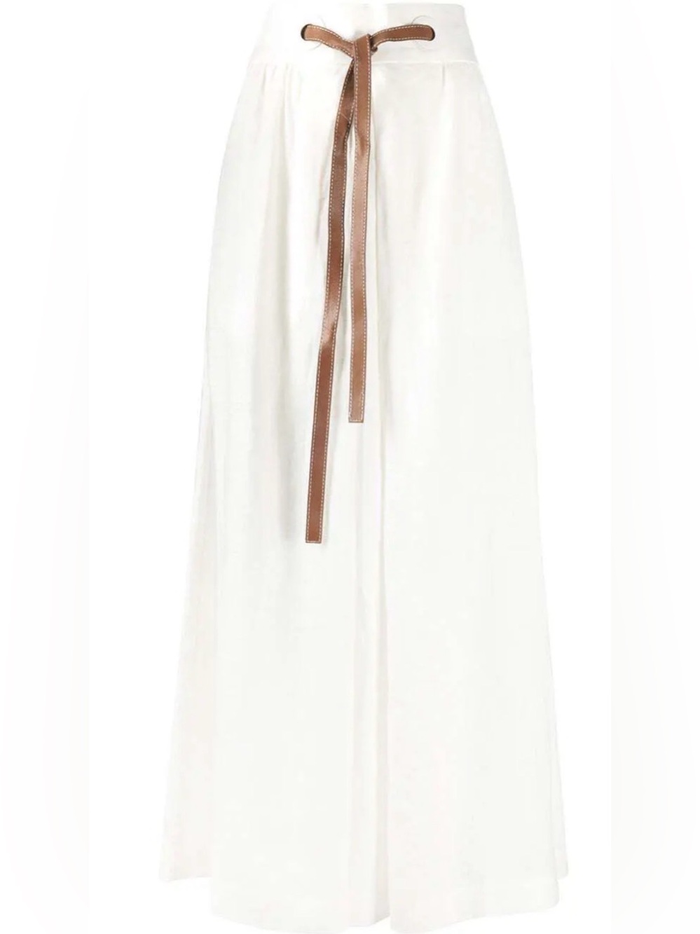 Zimmermann White Maxi Skirt with Brown Waist Tie Size 0